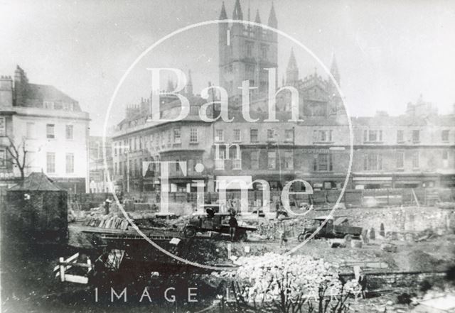 The demolition of the Bath Royal Literary and Scientific Institution, Terrace Walk, Bath 1932