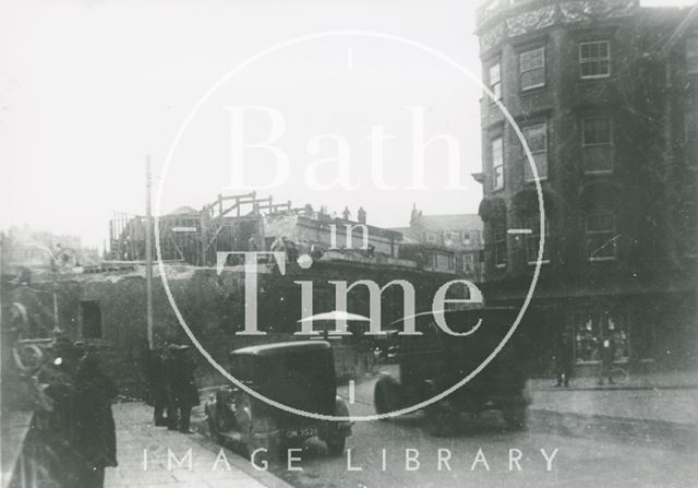 The demolition of the Bath Royal Literary and Scientific Institution, Terrace Walk, Bath 1932