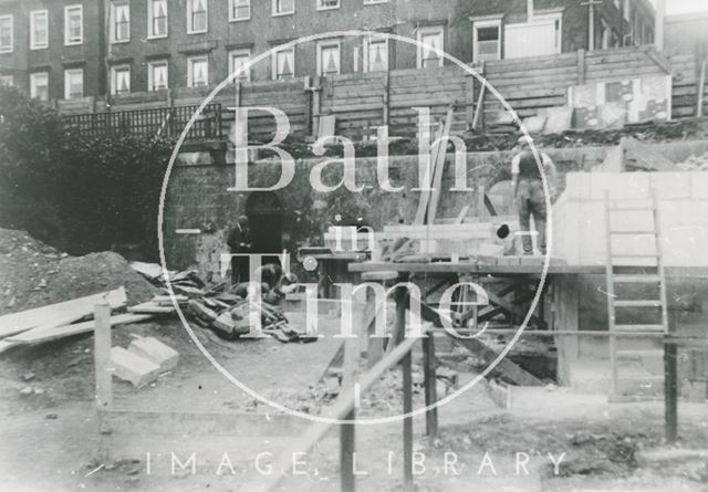 The demolition of the Bath Royal Literary and Scientific Institution, Terrace Walk, Bath 1932