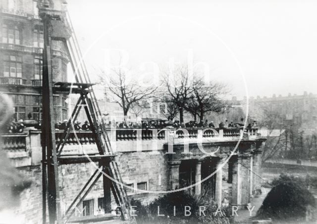 The demolition of the Bath Royal Literary and Scientific Institution, Terrace Walk, Bath 1932