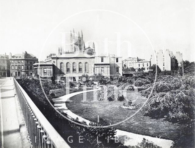 The Bath Royal Literary and Scientific Institution and Parade Gardens, viewed from North Parade, Bath c.1890