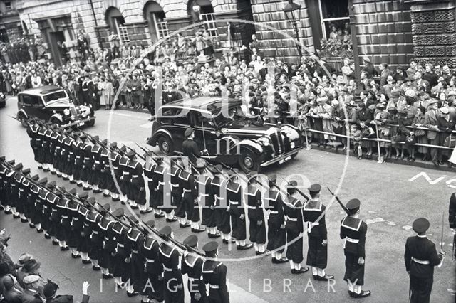 Guard of honour for Emperor Haile Selassie, High Street, Bath 1954