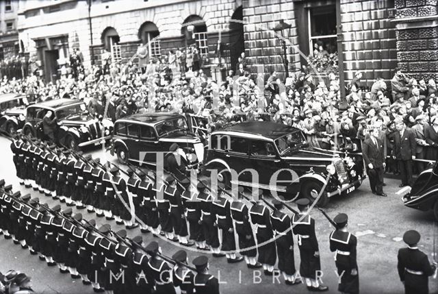 Guard of honour for Emperor Haile Selassie, High Street, Bath 1954