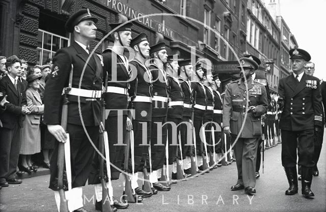 Emperor Haile Selassie inspecting the Guard of Honour in High Street, Bath 1954