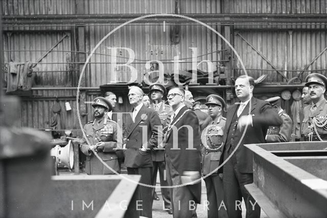 Emperor Haile Selassie with the Mayor Cllr. Gallop visit Stothert & Pitt's Newark Works, Bath 1954