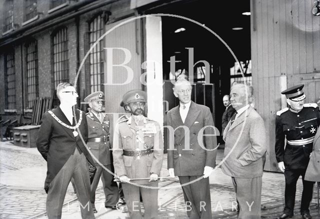 Emperor Haile Selassie with the Mayor Cllr. Gallop visit Stothert & Pitt's Newark Works, Bath 1954