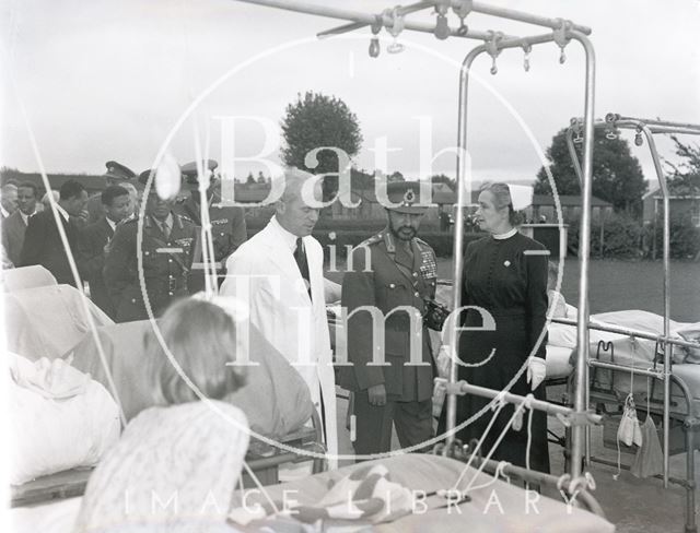 Emperor Haile Selassie on a visit to a children's hospital in Bath 1954