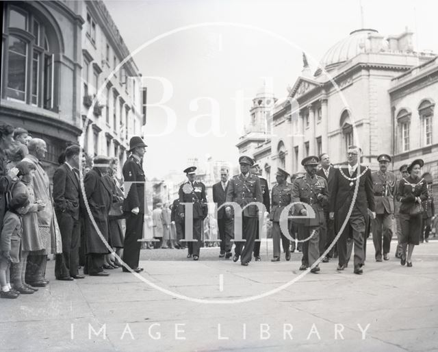 Haile Selassie and the Mayor of Bath Cllr. Gallop in High Street, Bath 1954