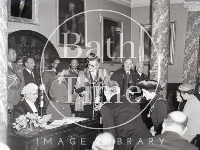 Emperor Haile Selassie receiving the Freedom of the City of Bath from the Mayor Cllr. Gallop 1954