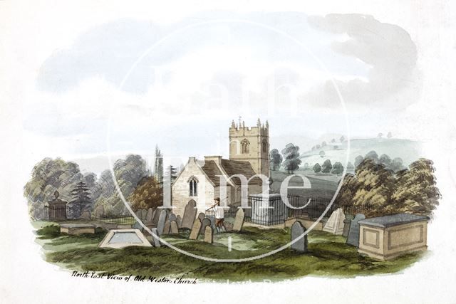 Northeast view of the old All Saints' Church, Weston, Bath c.1790-1830