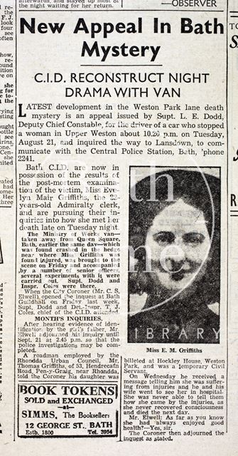 New appeal in Bath mystery 1945