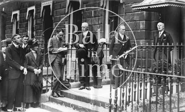 Dr. F.A. Bather, President of the Geological Society, unveils a tablet to commemorate William Smith at 29, Great Pulteney Street, Bath 1926