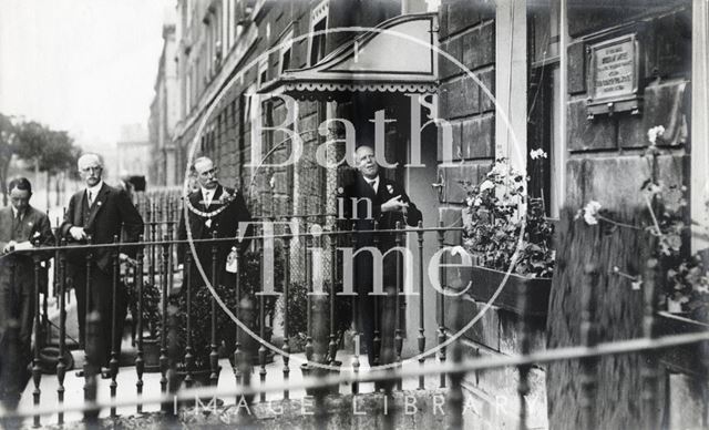 Dr. F.A. Bather, President of the Geological Society, unveils a tablet to commemorate William Smith at 29, Great Pulteney Street, Bath 1926