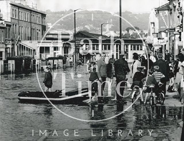 Boats on the Lower Bristol Road at Brougham Hayes, Bath 1968