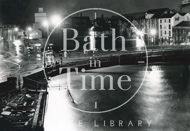 Floods, the Old Bridge and Broad Quay, Bath 1960