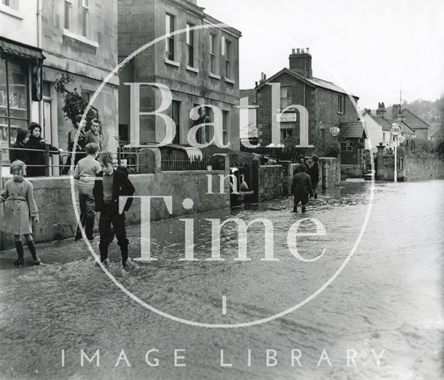 Children splashing in St. Saviour's Road, Larkhall, Bath 1960