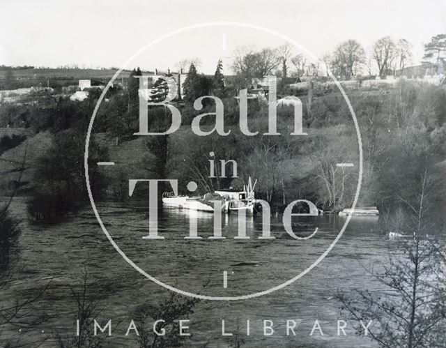 Flooded River Avon at Newbridge, Bath 1960