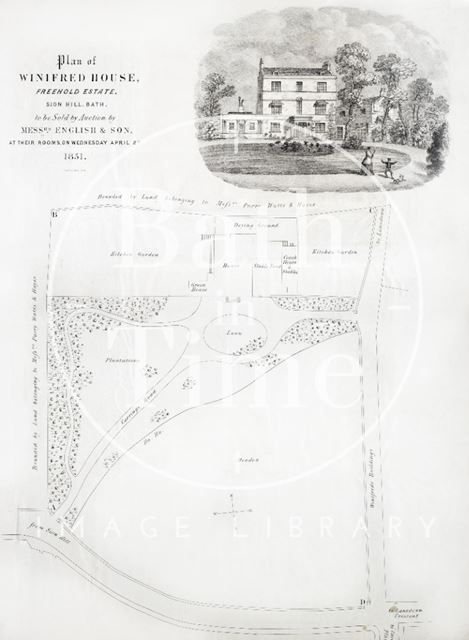 Auction particulars and estate plan, Winifred House, Sion Hill, Bath 1851