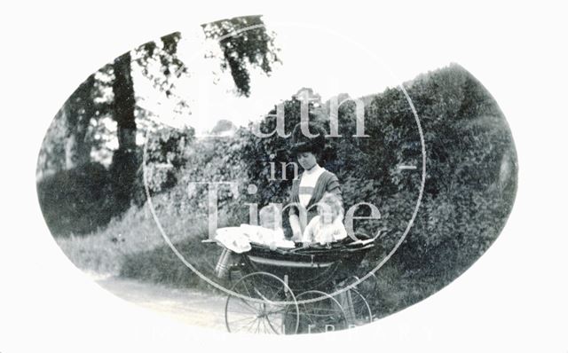 Violet Dafnis with her twins in their pram, Horseshoe Walk, Bath 1912