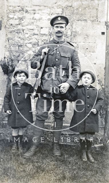 The photographer's twin boys with his brother-in-law Sidney Bence, shortly before leaving for the trenches in WWI c.1915