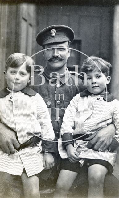 The photographer's twin boys with his brother-in-law Sidney Bence, shortly before leaving for the trenches in WWI c.1915