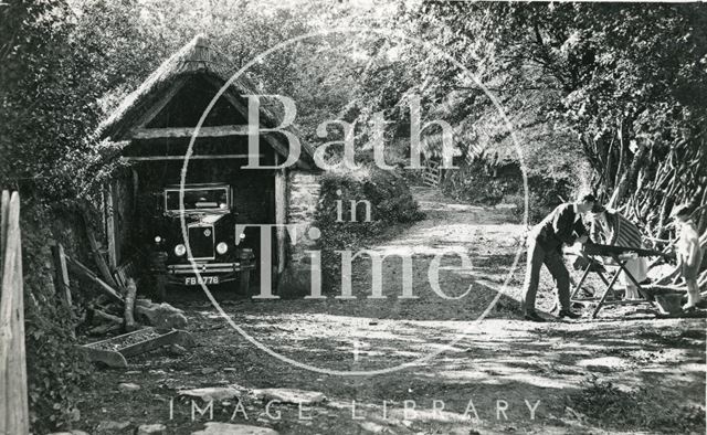 Cutting logs at Court Lane, Marksbury, Somerset c.1920