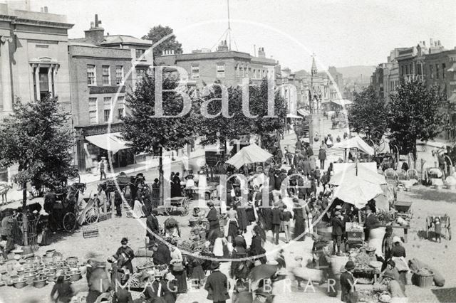 A busy scene on Market Day at the Parade, Taunton, Somerset c.1892