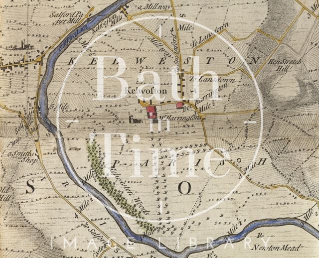 The Kelston Estate of Edward Harrington from the Thorpe Map 1742 - detail