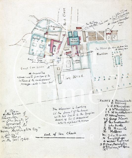 Copy of a plan of the manor of Kelweston (Kelston) in the County of Somerset belonging to Henry Harington Esqre. surveyed 1744