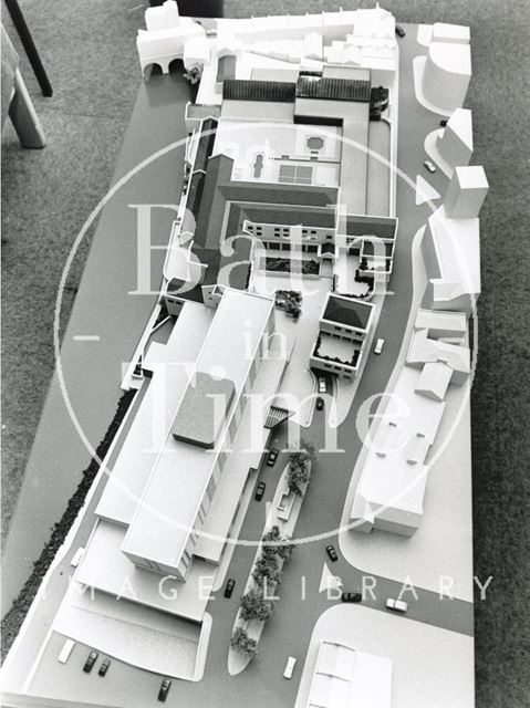 Aerial view of the architects model of the proposed Podium Development, Bath 1985