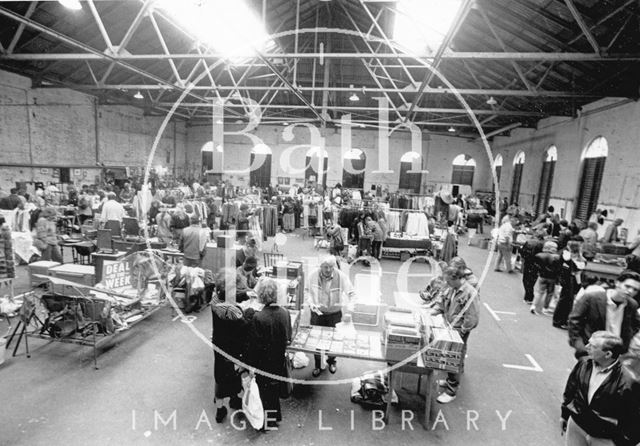 Interior of the Tramshed Flea Market, Walcot Street, Bath 1989