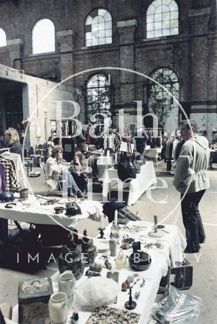 Interior of the Tramshed Flea Market, Walcot Street, Bath 1987