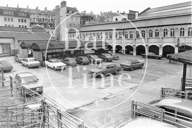 The Cattle Market with the Corn Market building behind, Walcot Street, Bath 1985