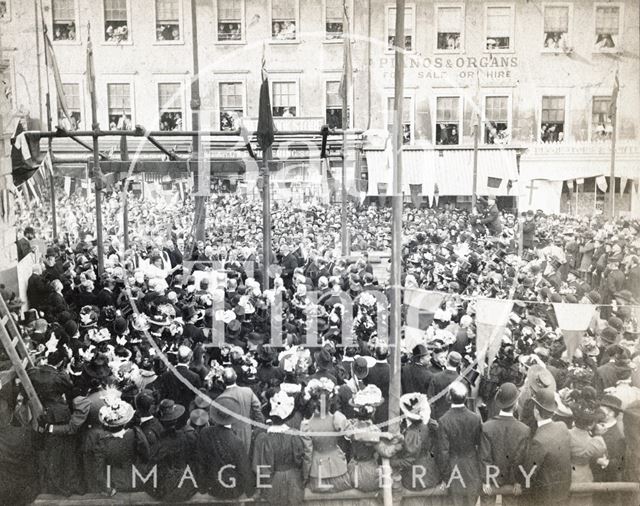 Laying the foundation stone to the Victoria Art Gallery and Reference Library, Bridge Street, Bath 1897