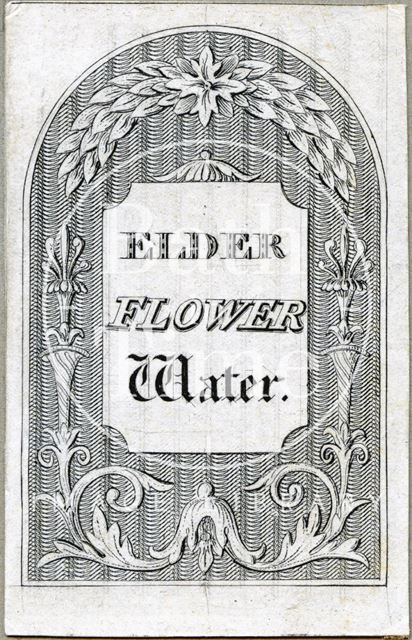 Elder Flower Water bottle label, Bath c.1824