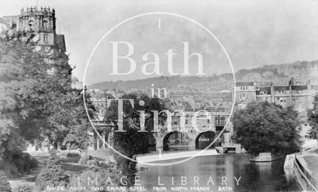 River Avon and Empire Hotel from North Parade, Bath c.1907