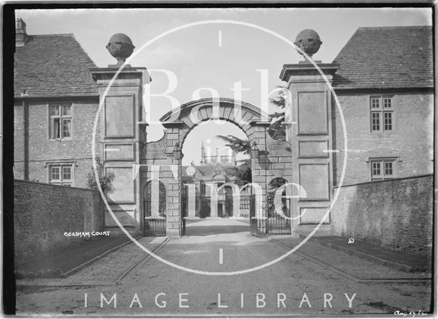 Corsham Court, Wiltshire, viewed through the gateway c.1922