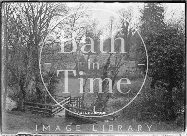 View across stream at Castle Combe, Wiltshire 1936