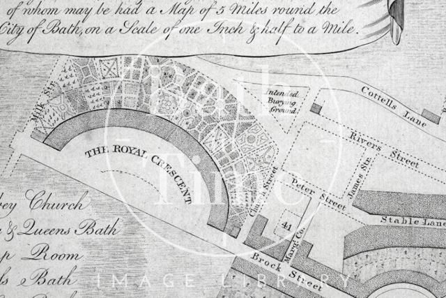 A New and Correct Plan of the City of Bath with the New Additional Buildings 1772 - detail