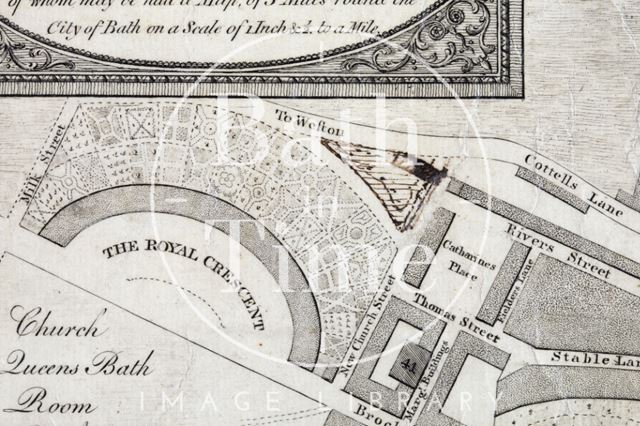 A New and Correct Plan of the City of Bath with the New Additional Buildings to the present time 1783 - detail