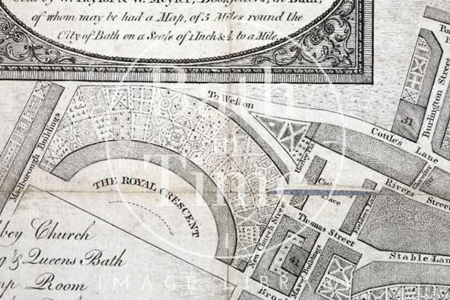 A New and Correct Plan of the City of Bath with the New Additional Buildings to the present time 1789 - detail