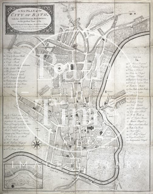 A New and Correct Plan of the City of Bath with the New Additional Buildings to the present time 1789