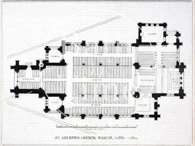 Plan of St. Andrew's Church, Walcot, Bath 1874