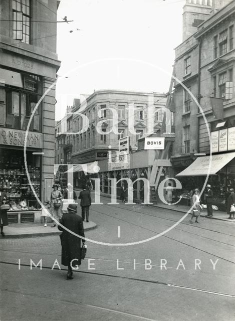 Stall Street, looking north from Newman's corner (Lower Borough Walls), Bath 1933