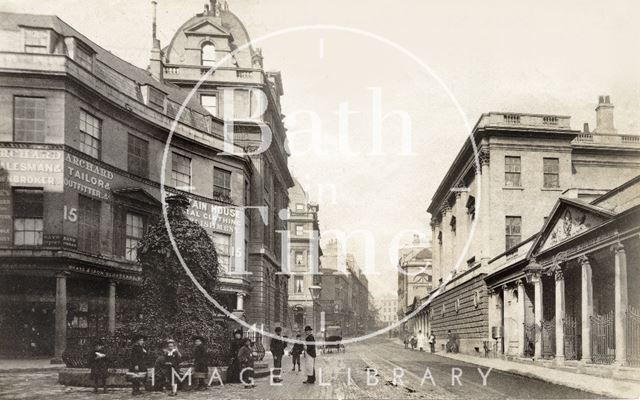 Stall Street at the junction of Bath Street, looking north to Union Street, Bath 1883