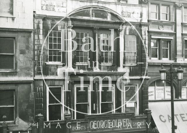 The first floor of George Oliver's boot and shoe shop, 24, High Street, Bath c.1964