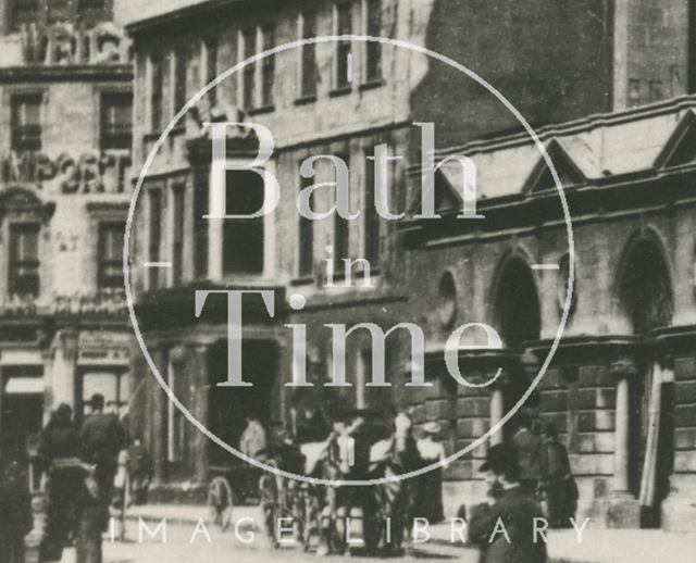 The lion above the entrance to the White Lion Hotel, High Street, Bath c.1890 - detail