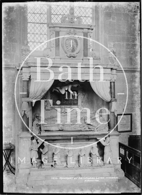 1630 Monument of Sir Edward Lewis in the Chancel, Edington, Wiltshire c.1920