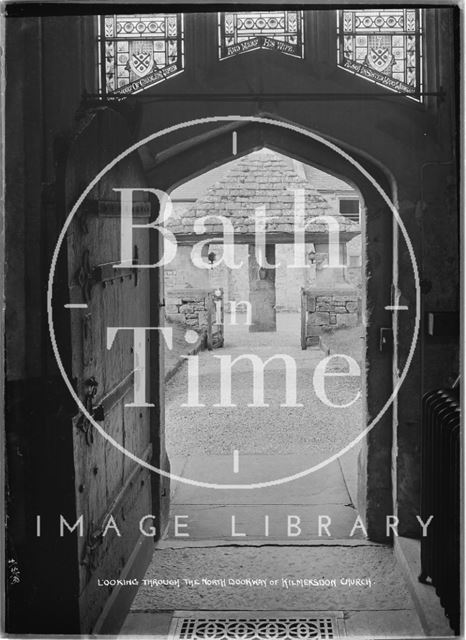 Looking through the north door of Kilmersdon Church, Somerset 1938