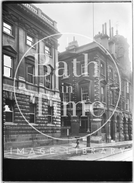 Corner of the Exchange, the Old Post Office, Corn Street and Exchange Avenue, Bristol c.1950